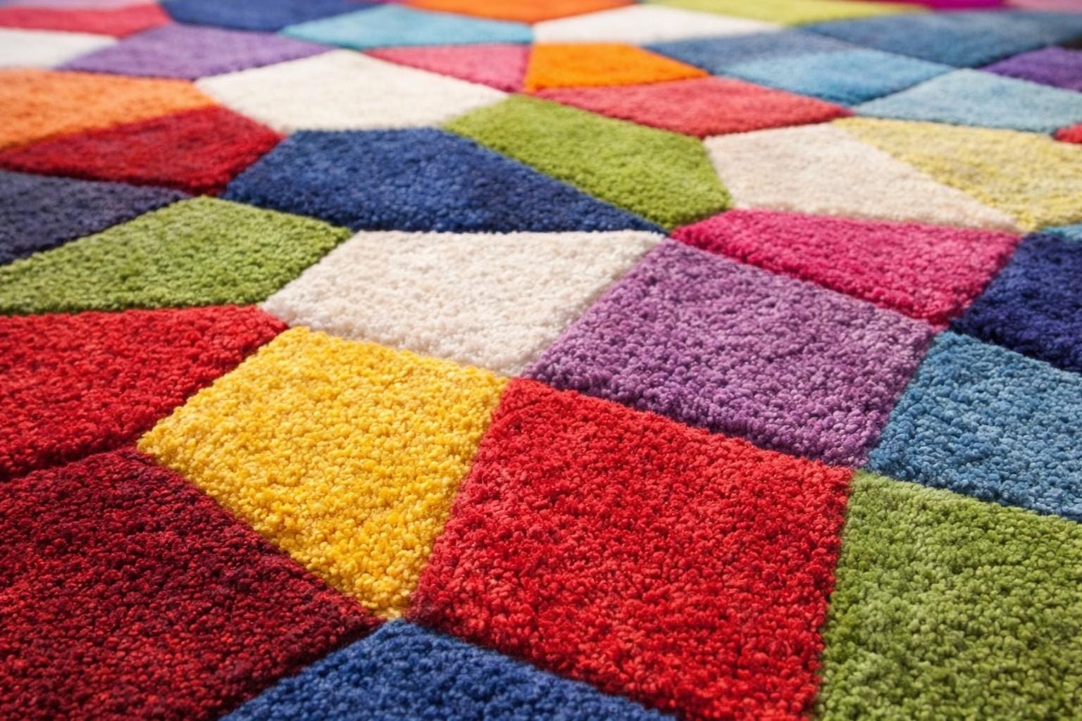 Colorful Geometric Hand Tufted Wool Rug, Modern Abstract Area Carpet - Etsy