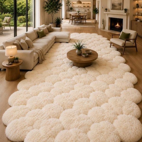 Plush Cloud Shaped Rug | Soft Irregular Area Carpet, Cozy Bedroom Accent