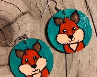 Fox Earrings- Green