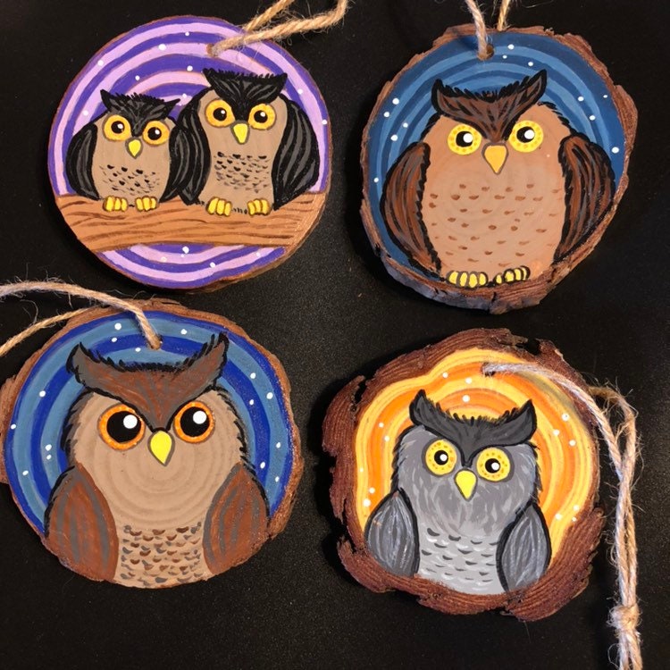Set of Four Owl Ornaments