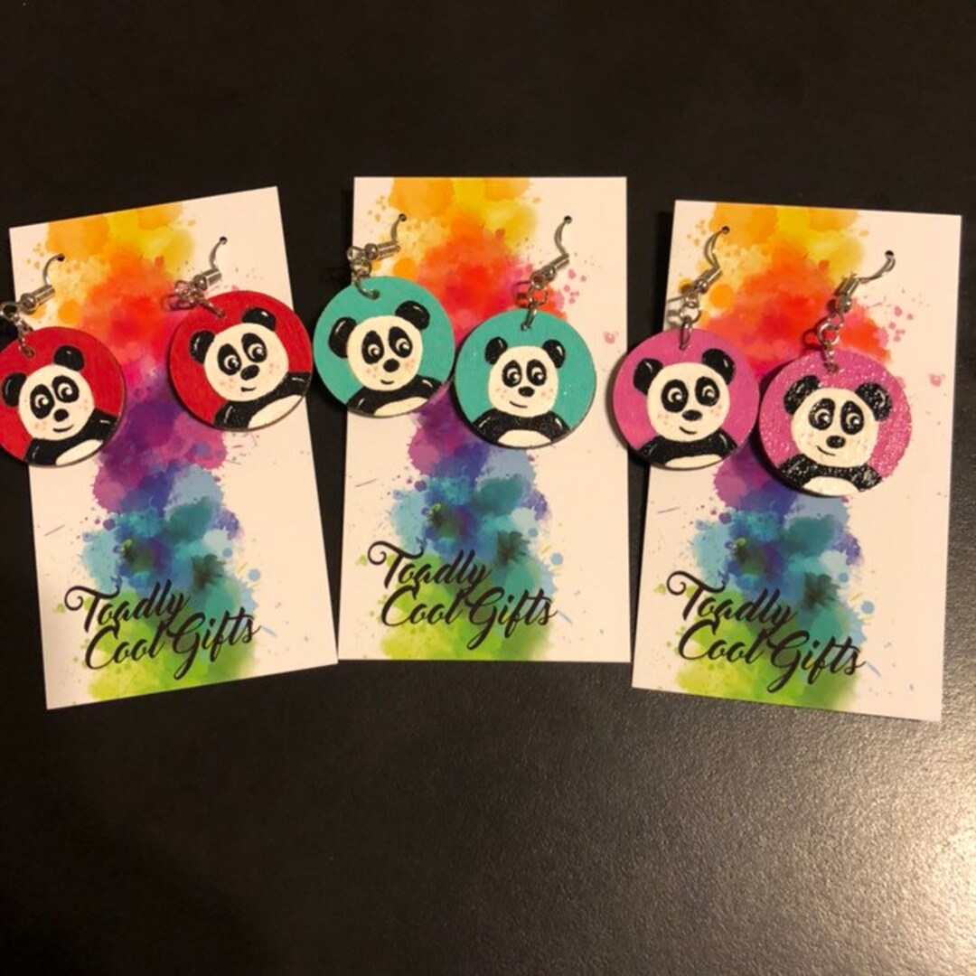 Panda Dangle Earrings Etsy