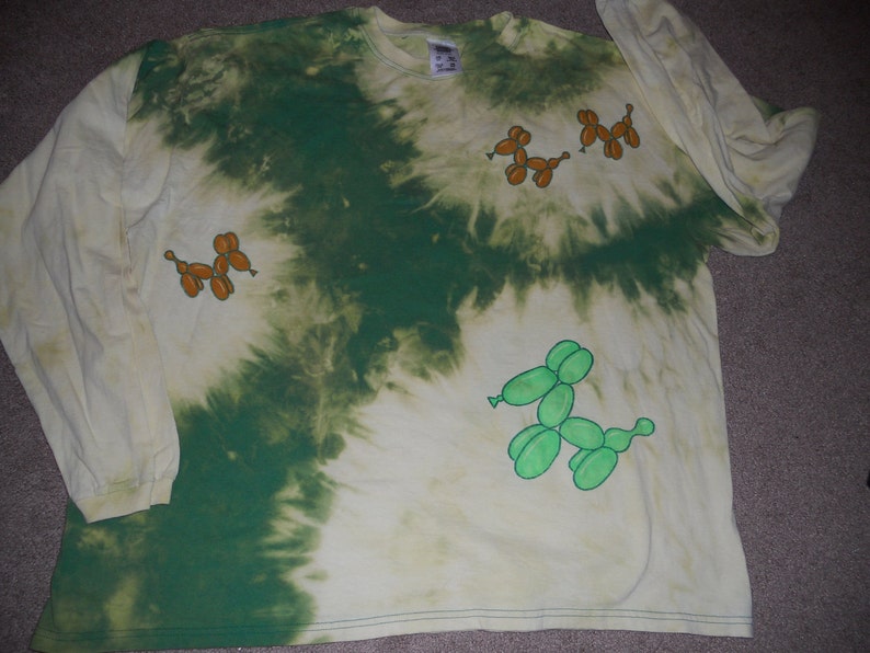 Adult 2XL, Long Sleeved, Balloon Dog, Tie Dyed T-Shirt image 1