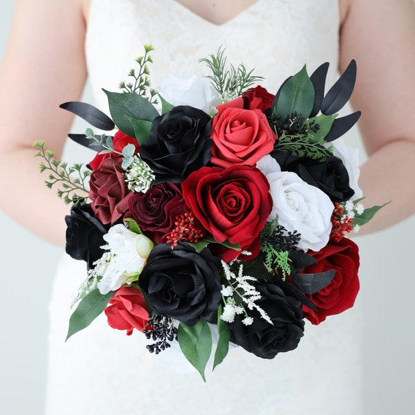 Black and Red Brides Bouquet - Ships the Next Day - ID #120