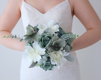 Bouquet de mariée vert sauge - Expédition le jour suivant - ID n°101