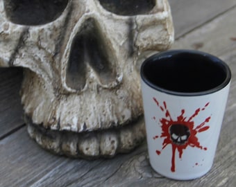 1.5oz Ceramic Bloody Skull Shot Glass