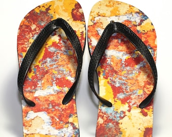 Rust Print Flip Flops: Rubber Sole Sandals