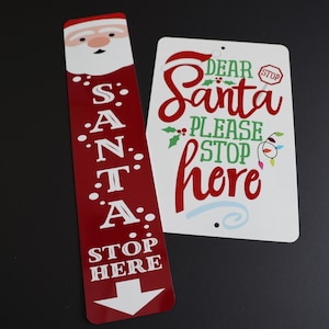 Aluminum Santa Please Stop Here Signs