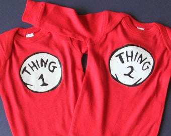 Thing One and Two Baby Bodysuit Set: Dr. Seuss Twins Costume