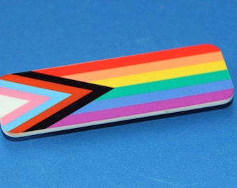 Gay Pride Progress Flag Shirt Pin