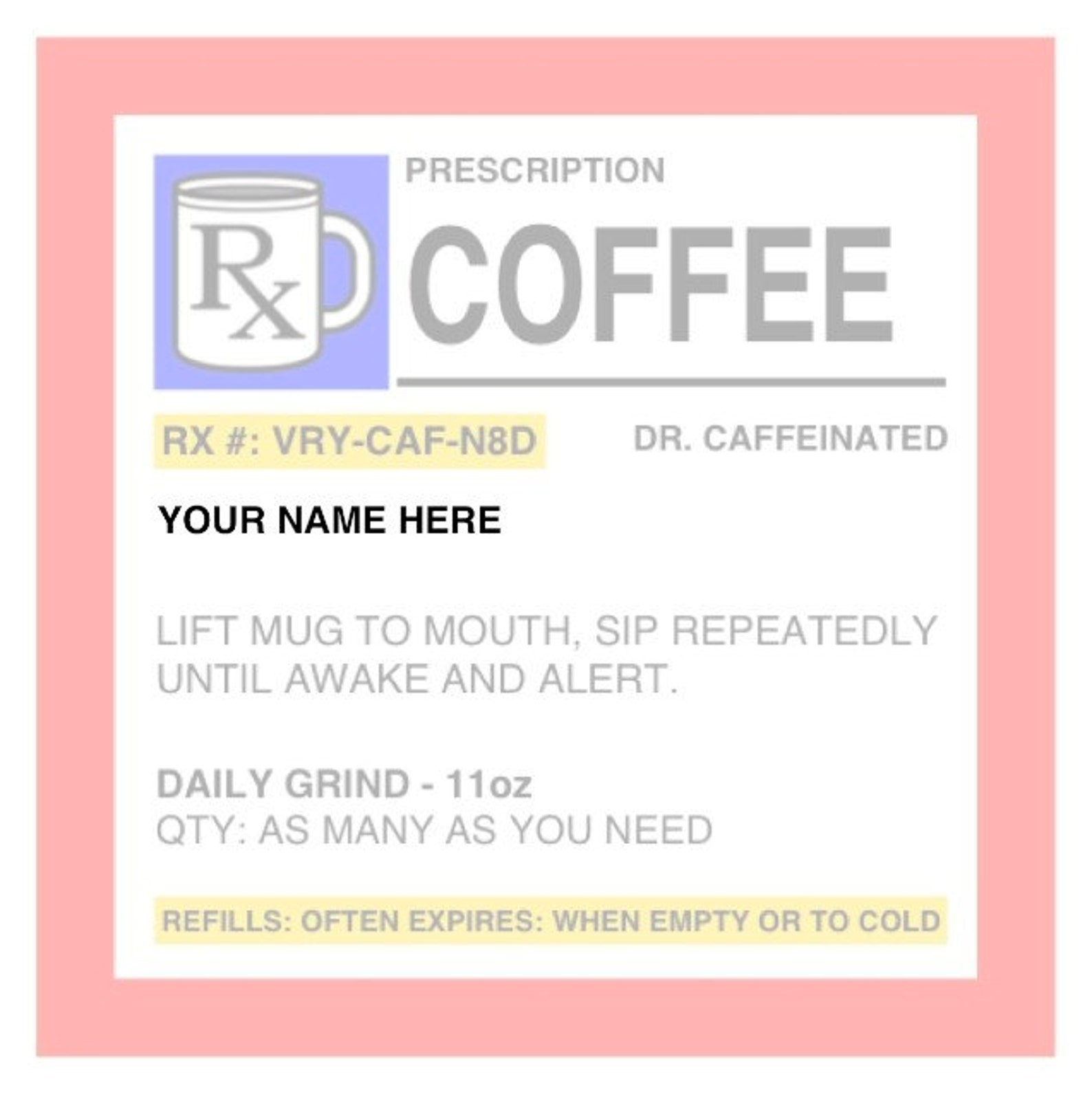 Coffee Prescription Mug - Etsy