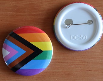 2 Inch Progress Pride Buttons (1 order=set of 12)