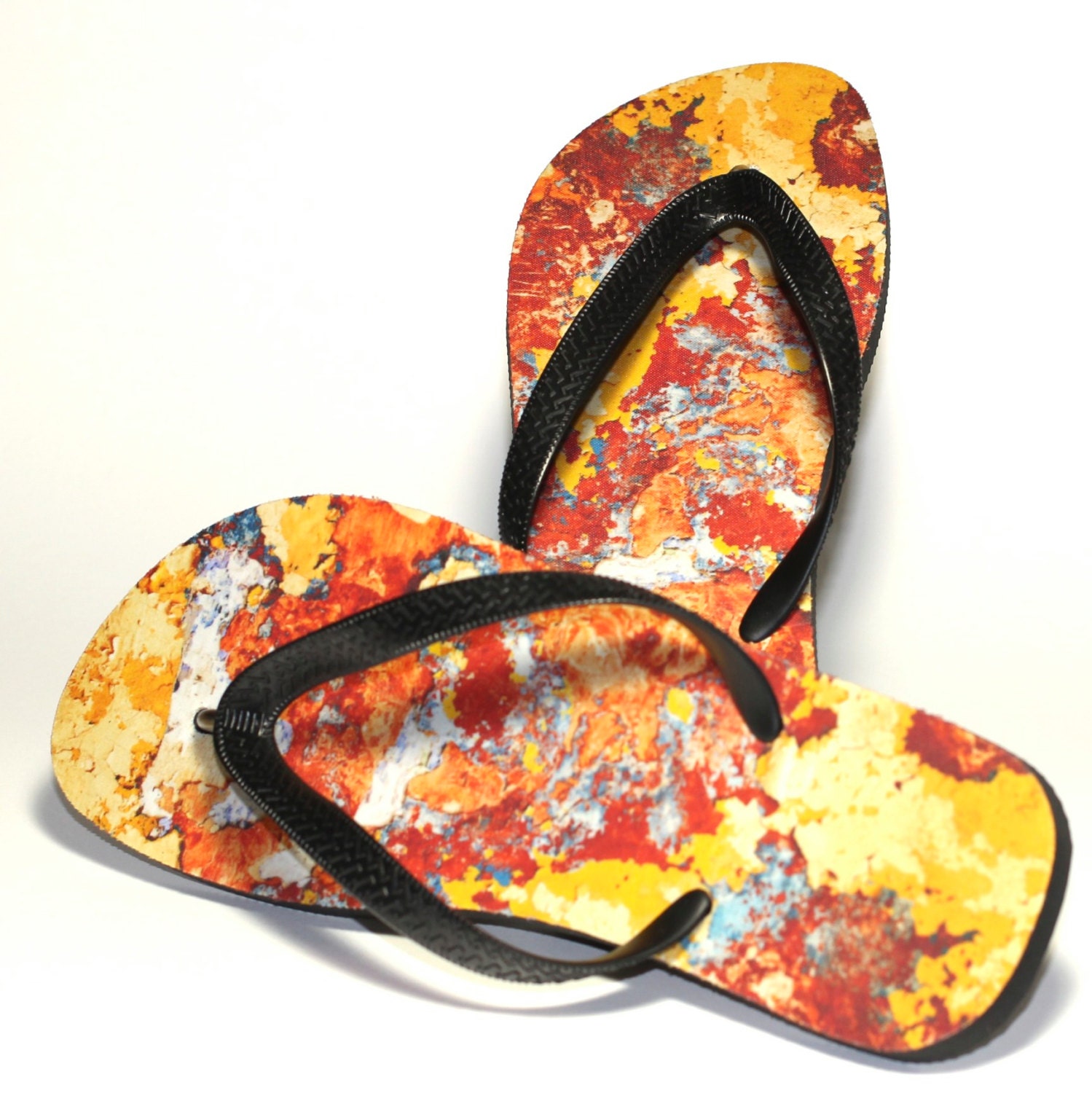 Rust Print Flip Flops: Rubber Sole Sandals - Etsy
