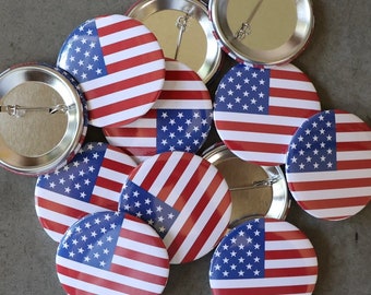 2 Inch American Flag Pin Back Buttons (Set of 12)