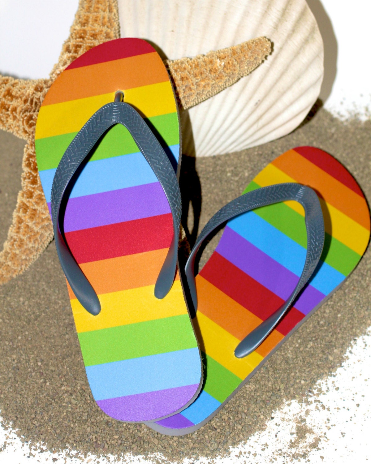 Rainbow Pride Flip Flops: Durable Rubber Sandals - Etsy