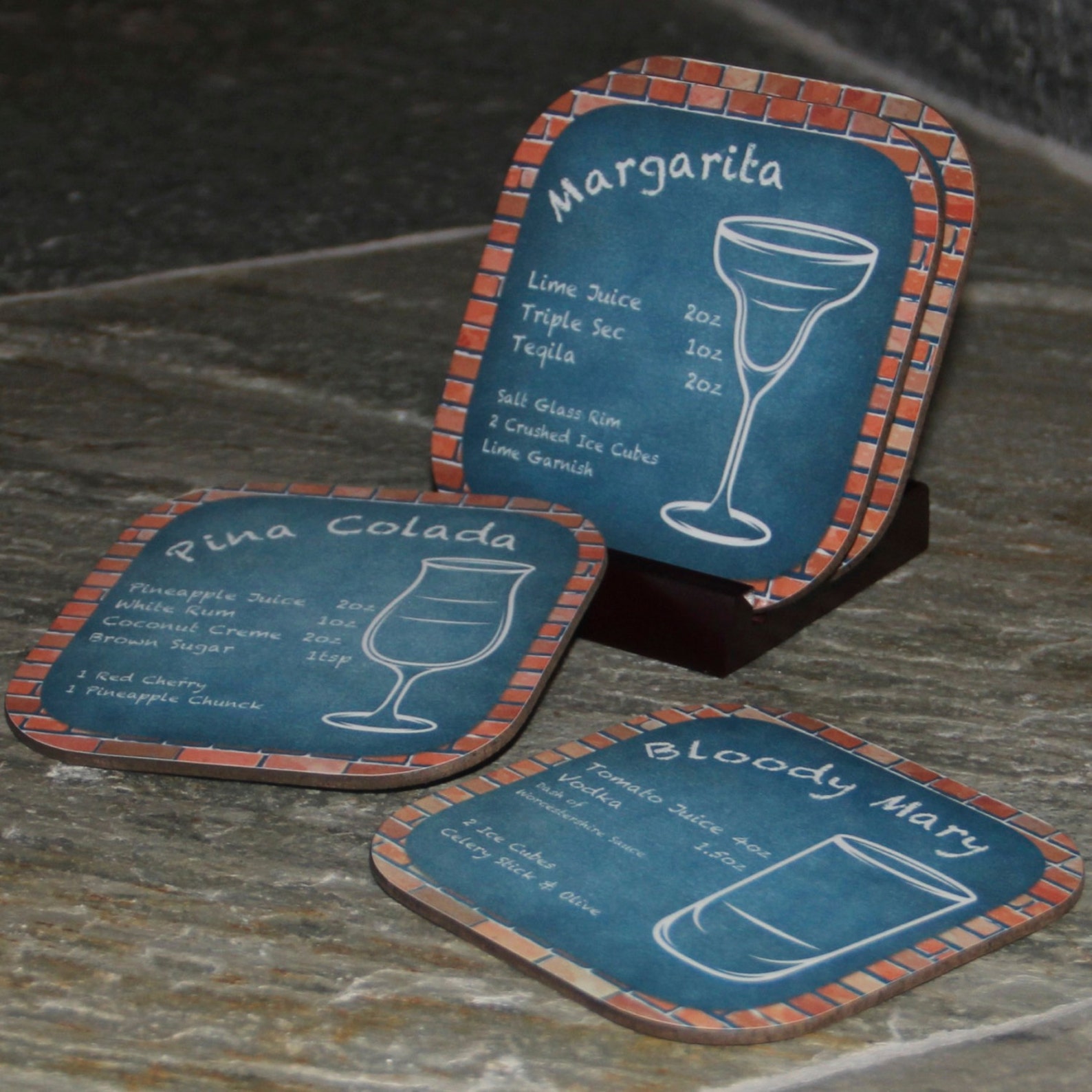 Bar Coasters Mixed Drinks Etsy