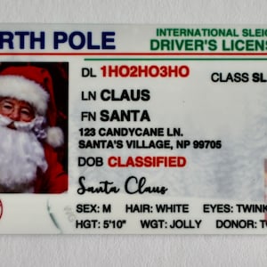 Carteira de motorista do Papai Noel e da Sra. Noel