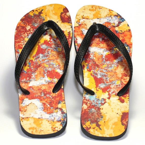 Rust Print Flip Flops: Rubber Sole Sandals - Etsy display picture 3