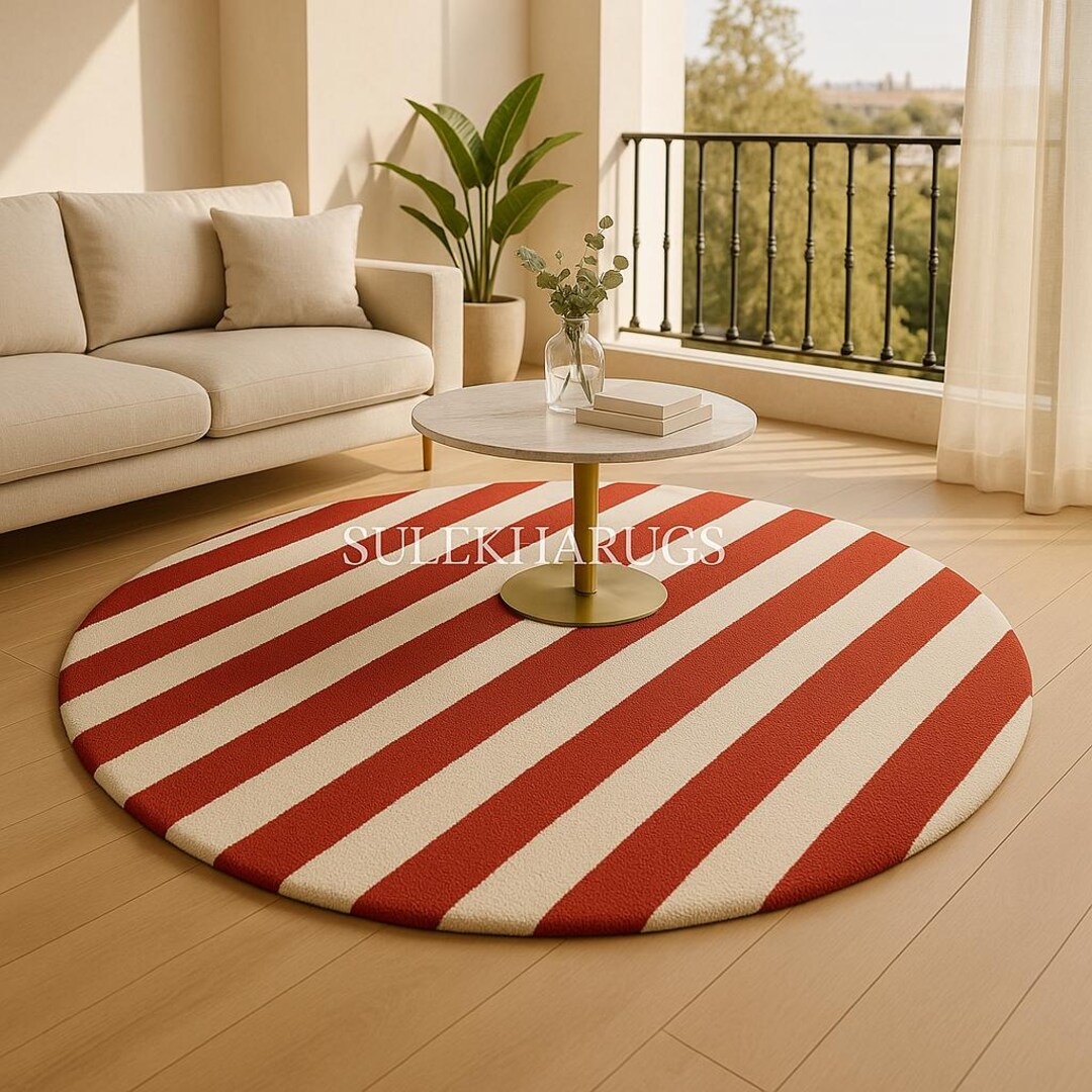 Wool Rug Candy Buy Hand-tufted Wool Round Rug: Candy Cane Stripes, Modern Design ...