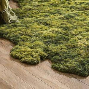Irregular Moss Rug, Organic Shape Statement Carpet, Nature Inspired Green Area Rug for Living Room Decor image 9