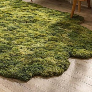 Irregular Moss Rug, Organic Shape Statement Carpet, Nature Inspired Green Area Rug for Living Room Decor image 8