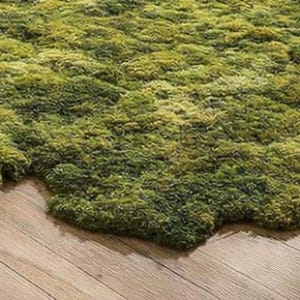 Irregular Moss Rug, Organic Shape Statement Carpet, Nature Inspired Green Area Rug for Living Room Decor image 5