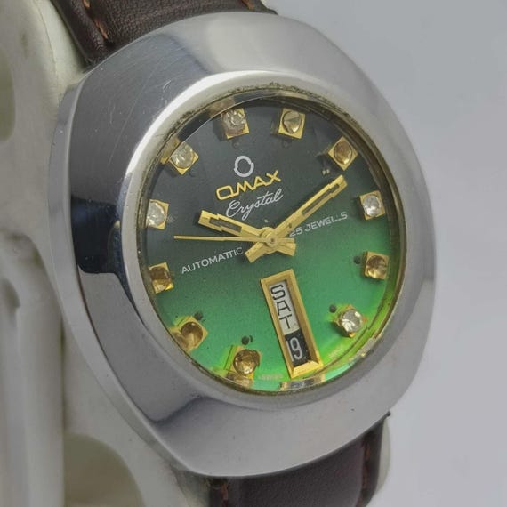 Omax Crystal 35202 Automatic Day/date Vintage Men's Watch - Etsy