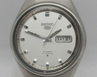 Seiko 5 Automatic Men's Vintage Watch - 21 Jewels Stainless Steel