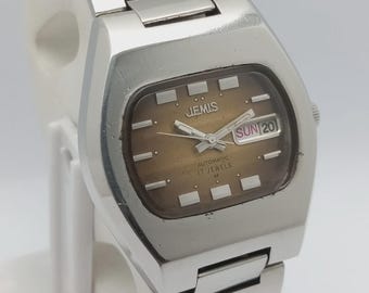 Reloj vintage Jemis Automático 5021-0010 con día y fecha para hombre ALM108MUB3