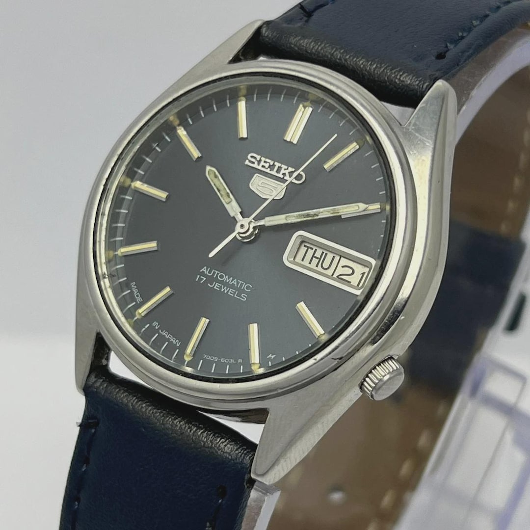 Seiko 5 Automatic Men's Vintage Watch Blue Dial, Day/date - Etsy