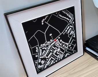 Custom 3D Printed Location Map: Personalized Framed Anniversary Gift