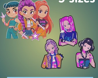 Kpop Cartoon Girls Embroidery Design | Trio Squad Machine Pattern (Instant Download)