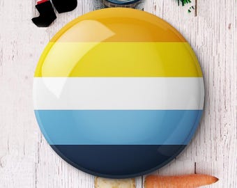 Orange and blue aroace flag Printed Button Pins Pinback