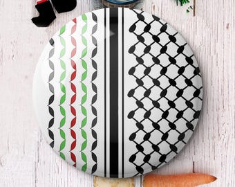 Keffiyeh in Black and Colors Printed Button Pins Pinback