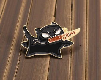 Funny Crime Cat Enamel Pin