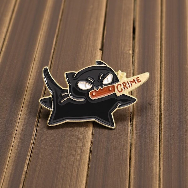 Funny Crime Cat Enamel Pin