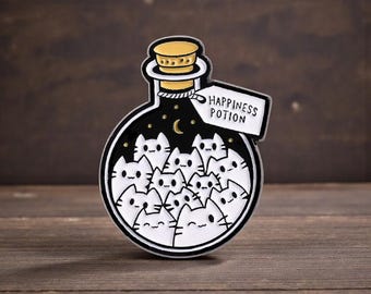 Happiness Potion Cute Cat Enamel Pin