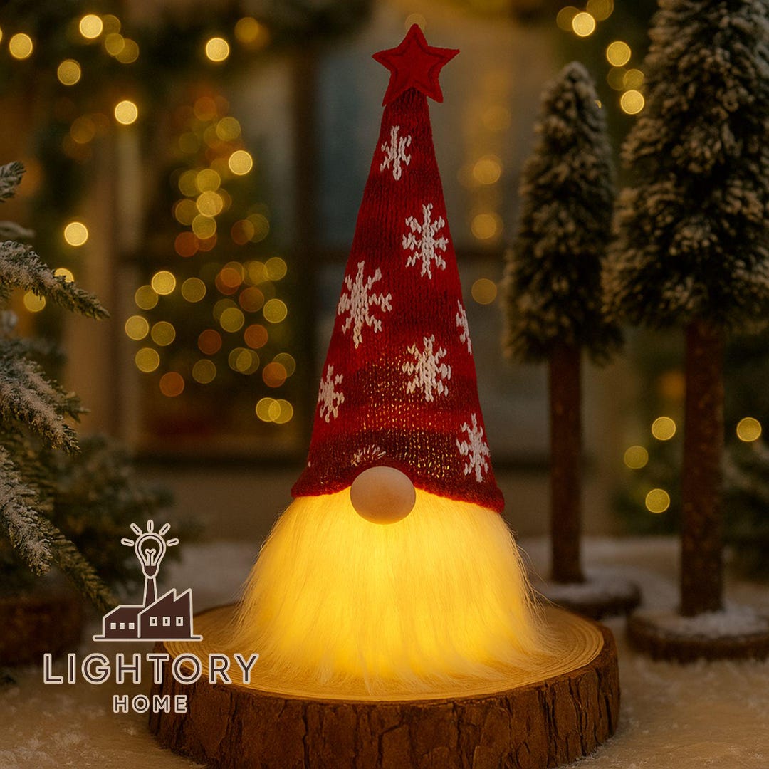 Handmade Christmas Gnome Light – Nordic Holiday Decor, Cozy LED Gnome ...