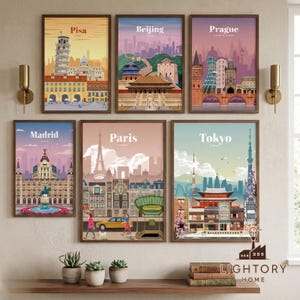 Individueller Reisedruck, Städte auswählen, ungerahmtes Weltreiseposter, Wandbild für einzelne Städte, Reisedeko im Vintage-Stil, Geschenk für Reisende
