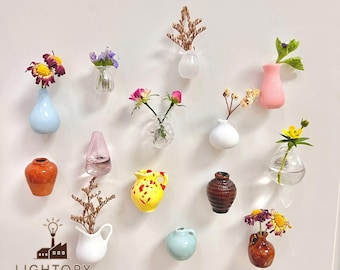 Tiny 3cm 1.2" Vase Fridge Magnet, Miniature Magnetic Planter for Refrigerator Decor, Small Micro Landscape Ornament, Cute Handmade Gift