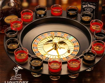 Shot Glass Roulette Drinking Game Set - 16 Glasses for Casino Party Fun - Unique Adult Game Night Gift, Bachelor Party & Housewarming Gift
