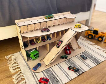 手作りの木製おもちゃの車ガレージ：子供部屋収納棚 - Etsy 日本