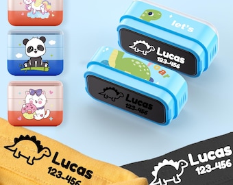 Double Stamp(White + Black Ink), Name Stamp for Clothing, Kids Name Stamps Personalized, Name Stamp for Clothing, Kids Name Stamp