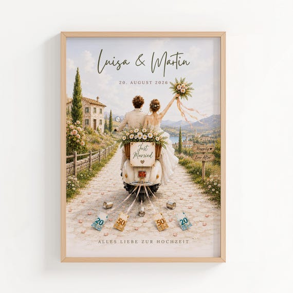 Wedding gift money | Cash gift for a wedding | Last minute PDF instant download | Gift for the bride and groom | Wedding car | Just Married