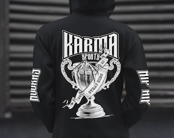 Stray Kids 'Karma Sports' Graphic Zip-thru Hoodie Sweatshirt | K-pop Streetwear | Unisex Vintage Trophy Design