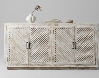 Handgeschnitztes Sideboard & Schrank aus massivem Mangoholz