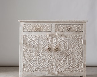 Solid Mango Sideboard  Wood Hand Carved Cabinet