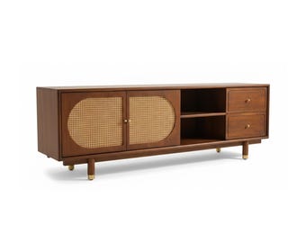 Handcrafted Mango Wood Media Console, Modern TV Stand