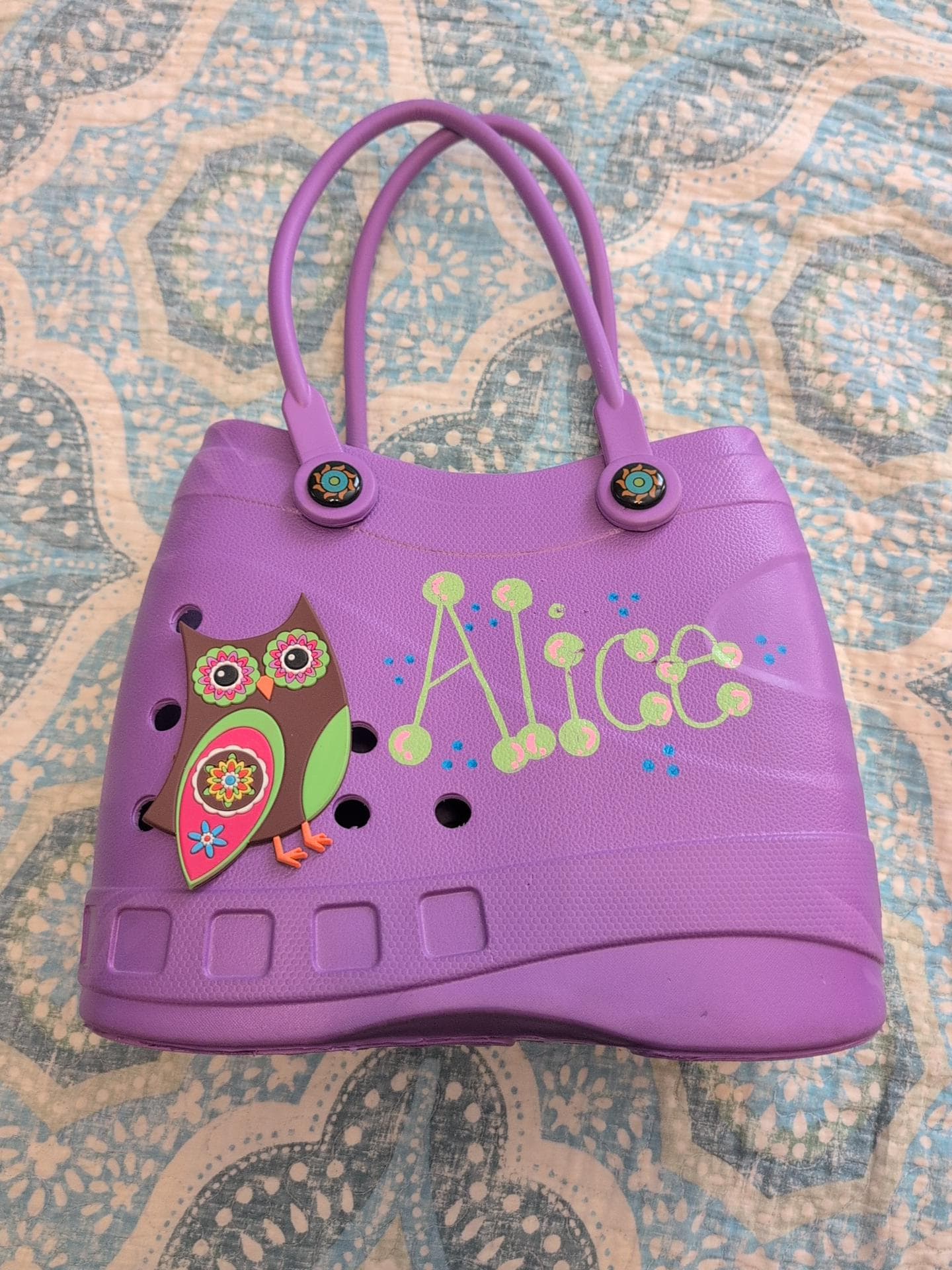 Unique Rubber Pocketbook People With An Owl And The Name "Alice"