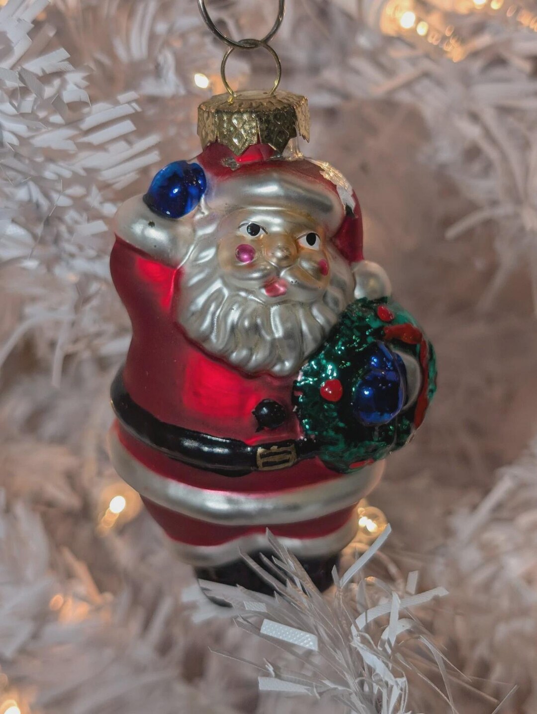 Vintage Blown Glass Hand Painted Waving Santa Christmas Ornament 4" - Etsy