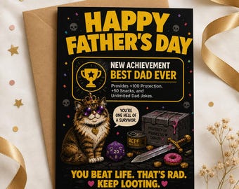 Dungeon Crawler Carl Father's Day Card - Best Dad Ever, New Achievement Unlocked - Funny Gaming Humor Gift Card